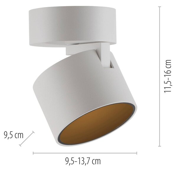 PURE Faretto da soffitto LED Cup, bianco, Ø 9,5 cm, metallo dimmerabile, Bianco / Opale, Soggiorno / Sala da pranzo, Metallo, Moderno