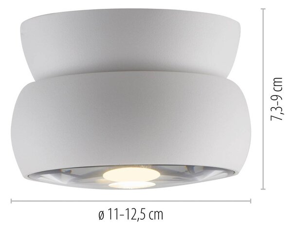 PURE Faretto da soffitto LED Move, bianco, Ø 12 cm, metallo/vetro dimmerabile, Bianco / Opale, Soggiorno / Sala da pranzo, Metallo, Moderno