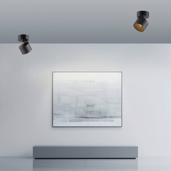 PURE Faretto da soffitto LED Cup, nero, Ø 9,5 cm, metallo dimmerabile, Nero, Soggiorno / Sala da pranzo, Metallo, Moderno