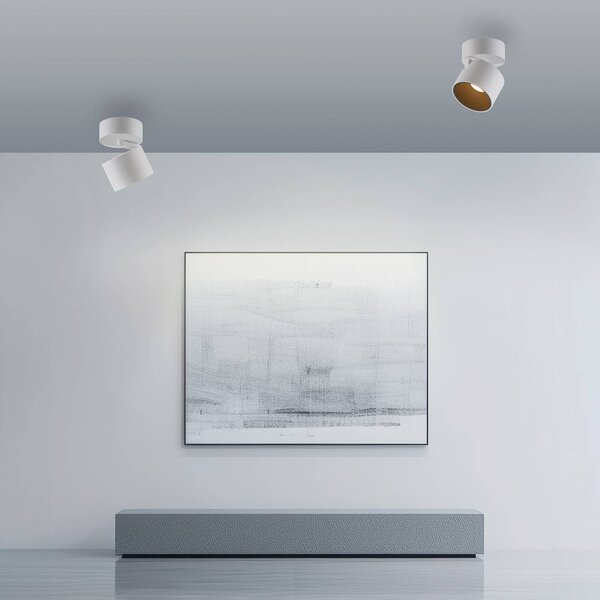 PURE Faretto da soffitto LED Cup, bianco, Ø 9,5 cm, metallo dimmerabile, Bianco / Opale, Soggiorno / Sala da pranzo, Metallo, Moderno
