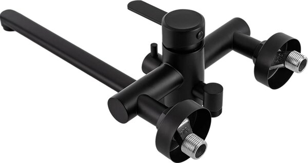 Rubinetto da cucina/rubinetto da cucina - Doccetta estraibile - 3 tipi di getto, risparmio idrico - Alta pressione - Acciaio inossidabile SUS304 - Monocomando - 2 fori 13-17 cm - Nero
