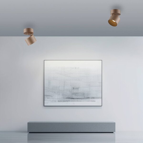 PURE Faretto da soffitto LED Cup, color bronzo, Ø 9,5 cm, metallo dimmerabile, Bronzo / Ottone antico, Soggiorno / Sala da pranzo, Metallo, Moderno