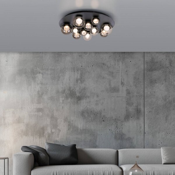 PURE Plafoniera a LED Popup, dimmerabile, Alluminio / Grigio / Zincato, Soggiorno / Sala da pranzo, Metallo, Plafoniera LED
