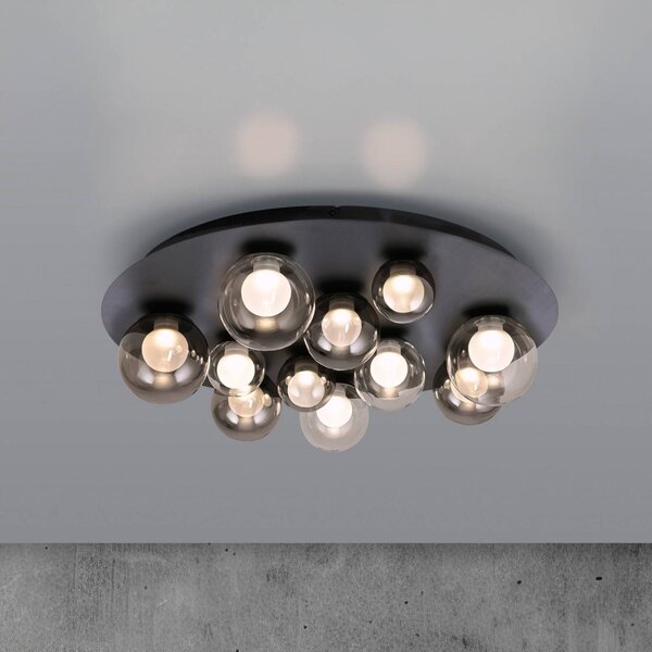 PURE Plafoniera a LED Popup, dimmerabile, Alluminio / Grigio / Zincato, Soggiorno / Sala da pranzo, Metallo, Plafoniera LED