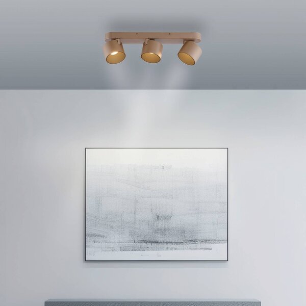 PURE Faretto da soffitto LED Cup, color bronzo, 56 cm, metallo, a 3 luci dimmerabile, Bronzo / Ottone antico, Soggiorno / Sala da pranzo, Metallo, Moderno