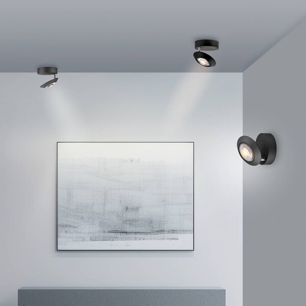 PURE Plafoniera a LED Oculis, dimmerabile, Nero, Soggiorno / Sala da pranzo, Moderno, Plafoniera LED