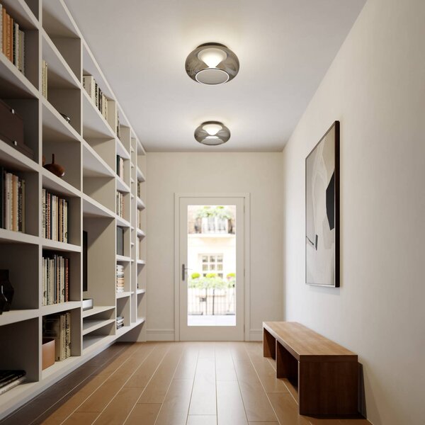 Plafoniera a LED Mijo Lucande, Alluminio / Grigio / Zincato, Camera da letto, Vetro, Moderno, Plafoniera LED