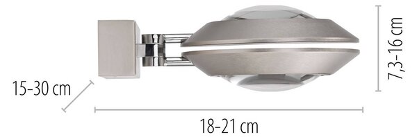 PURE Applique da parete a LED Oculis, dimmerabile, Cromo / Argento, Soggiorno / Sala da pranzo, Moderno, Applique a LED