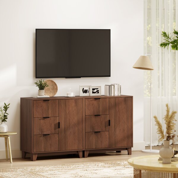 HOMCOM Buffet soggiorno, con anta, 3 cassetti e ripiano regolabile 75 x 39 x 80 cm, Marrone | Aosom Italy