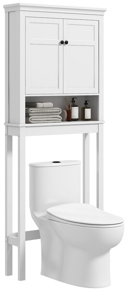 HOMCOM Mobile WC sopra il water mobile lavatrice mobile per il bagno armadio a 2 porte mensola regolabili bianco