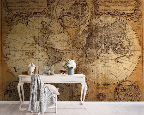 Carta da parati Mappa del mondo, Carta da parati mappe del mondo, Carta da parati popolare, u54415 - Tapeko.it