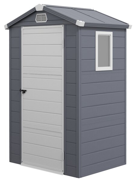 Outsunny Casetta da giardino con tetto a due falde, Capanno per attrezzi, 133 x 102 x 180/208 cm, Grigio scuro | Aosom Italy