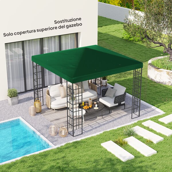 Copertura per Gazebo da Giardino 3x3 m in Tessuto Oxford 600D Verde