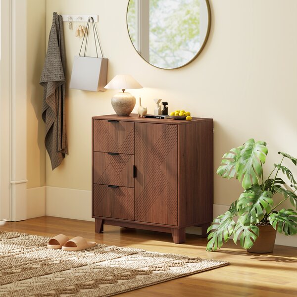 HOMCOM Buffet soggiorno, con anta, 3 cassetti e ripiano regolabile 75 x 39 x 80 cm, Marrone | Aosom Italy