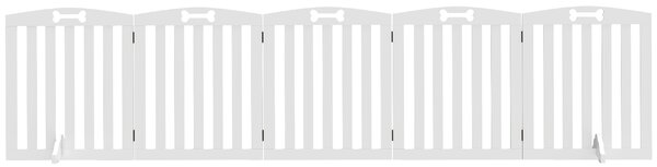 PawHut Cancelletto per Cani Autoportante con Piedini di Supporto, per Telaio Porta, Corridoio, Scala, 258 x 30 x 61 cm, Bianco | Aosom Italy