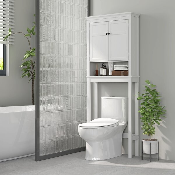 HOMCOM Mobile WC sopra il water mobile lavatrice mobile per il bagno armadio a 2 porte mensola regolabili bianco