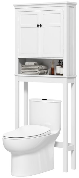 HOMCOM Mobile WC sopra il water mobile lavatrice mobile per il bagno armadio a 2 porte mensola regolabili bianco