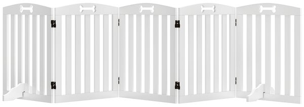 PawHut Cancelletto per Cani Autoportante con Piedini di Supporto, per Telaio Porta, Corridoio, Scala, 258 x 30 x 61 cm, Bianco | Aosom Italy