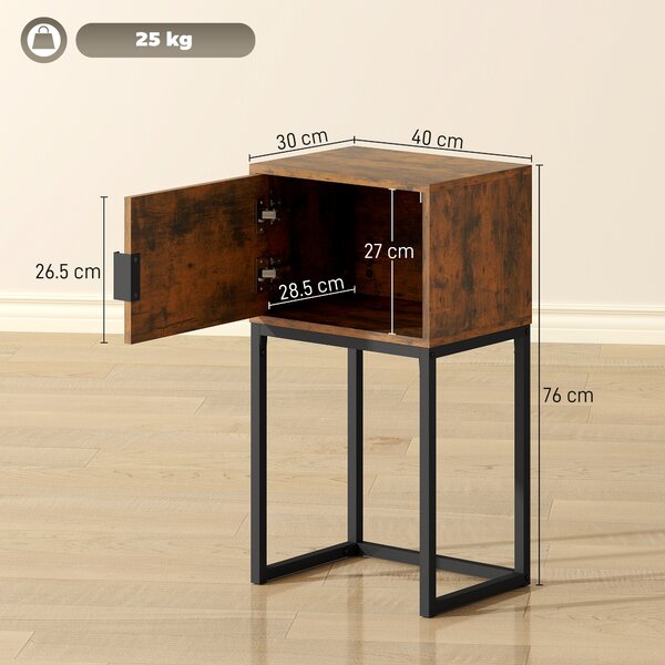 HOMCOM Consolle Stretta, Design Industriale, in legno e metallo, 40x30x76cm, Marrone Rustico | Aosom Italy