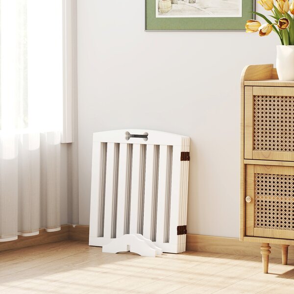 PawHut Cancelletto per Cani Autoportante con Piedini di Supporto, per Telaio Porta, Corridoio, Scala, 258 x 30 x 61 cm, Bianco | Aosom Italy