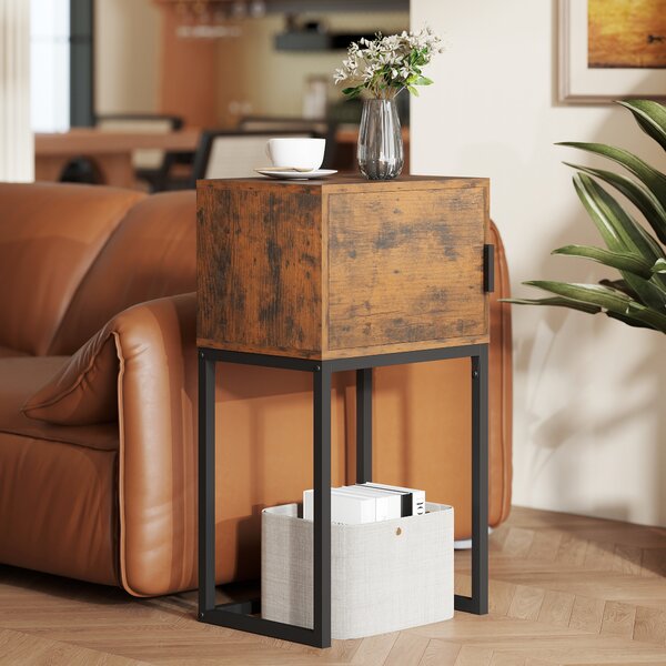 HOMCOM Consolle Stretta, Design Industriale, in legno e metallo, 40x30x76cm, Marrone Rustico | Aosom Italy