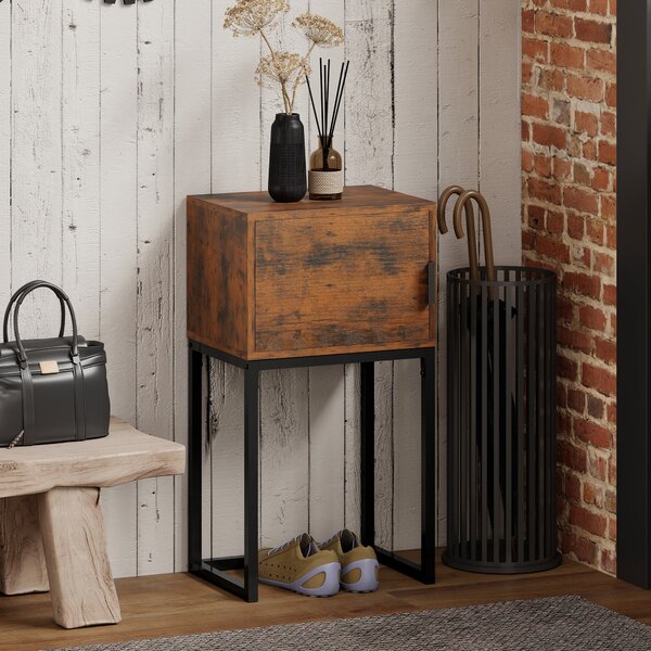 HOMCOM Consolle Stretta, Design Industriale, in legno e metallo, 40x30x76cm, Marrone Rustico | Aosom Italy