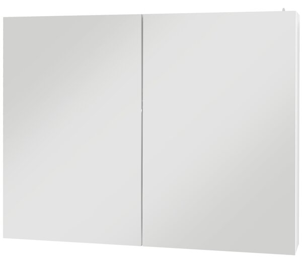 Kleankin Armadio murale con specchio e illuminazione a LED per Bagno 2 in 1, dim. 90L x 15l x 70H cm