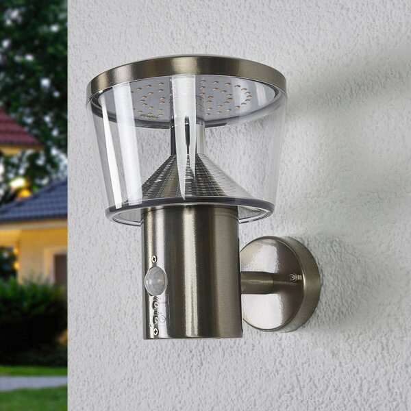 Lindby Applique da esterni LED Antje, rilevatore di movimento, IP44 Antje, Alluminio / Grigio / Zincato, Acciaio Inox, Moderno