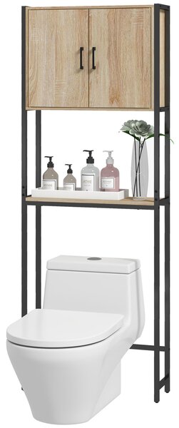 Kleankin Mobile da bagno sopra il water con armadio a 2 porte e ripiano aperto