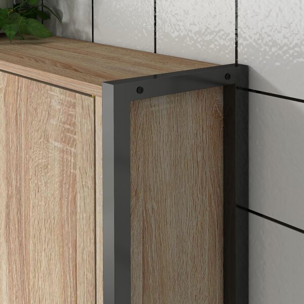 Kleankin Mobile da bagno sopra il water con armadio a 2 porte e ripiano aperto