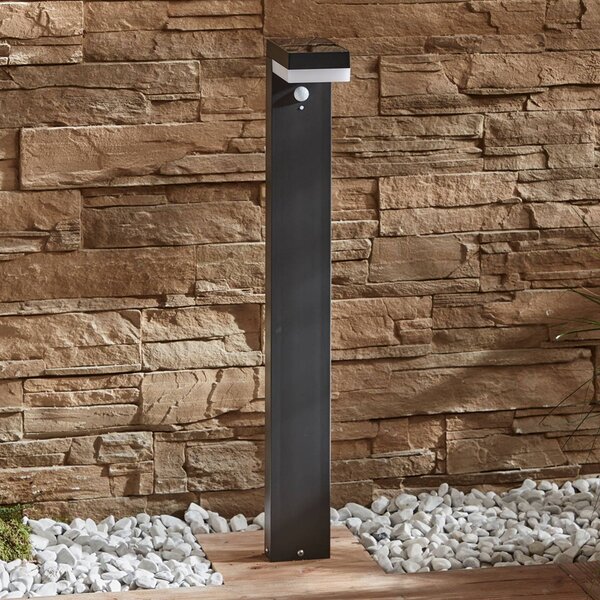 Lindby lampione a LED solare Chioma, antracite, sensore Chioma, Alluminio / Grigio / Zincato, Acciaio Inox, Moderno, Lampade solari