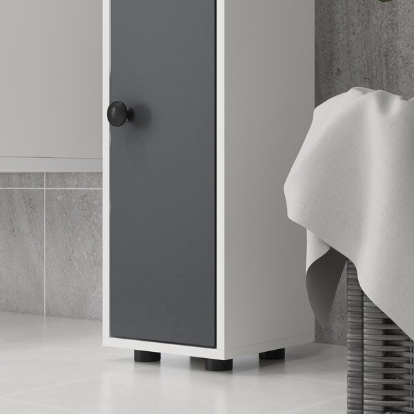 Kleankin Colonna di archiviazione armadio alto per bagno 1 cassetto 4 ripiani regolabili e 2 armadi 20 x 20 x 180 cm grigio