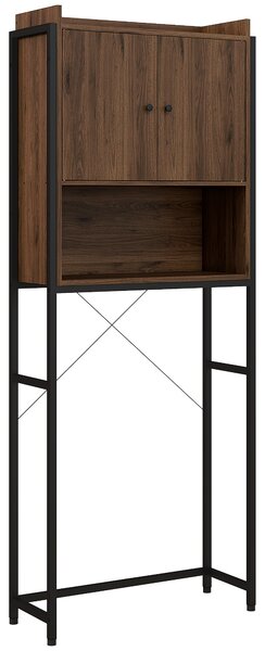 Kleankin Mobile Sopra il Water Mensola Salle Bagno Armadio 2 Ante e Vano 68 x 25,5 x 172,5 cm marrone nero