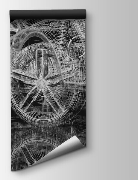 Carta da parati Modello di auto con un wireframe sul davanti, Carta da parati per Bambini, Carta da parati popolare, u55785 - Tapeko.it