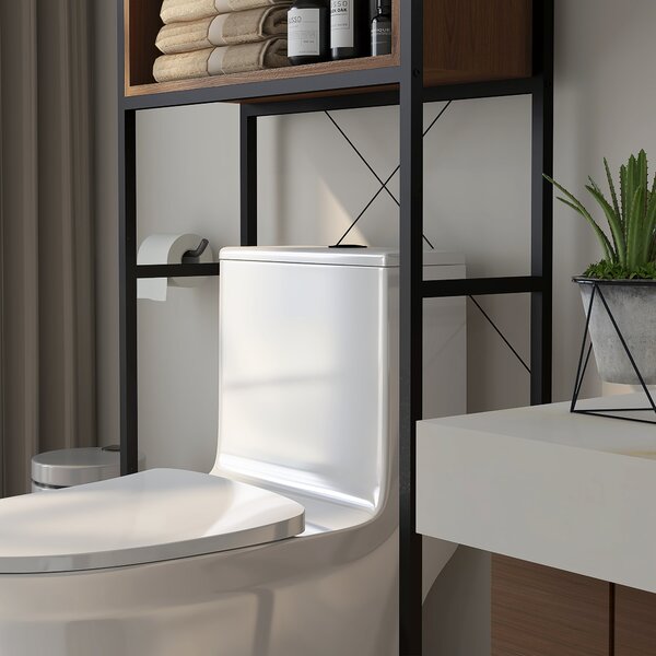 Kleankin Mobile Sopra il Water Mensola Salle Bagno Armadio 2 Ante e Vano 68 x 25,5 x 172,5 cm marrone nero