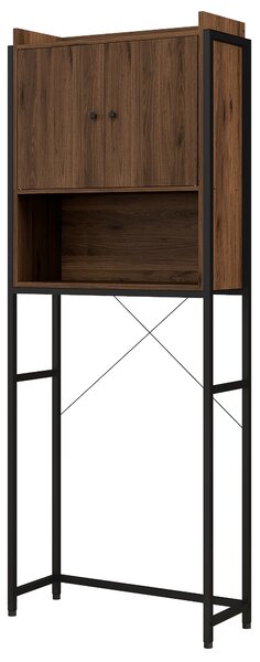 Kleankin Mobile Sopra il Water Mensola Salle Bagno Armadio 2 Ante e Vano 68 x 25,5 x 172,5 cm marrone nero