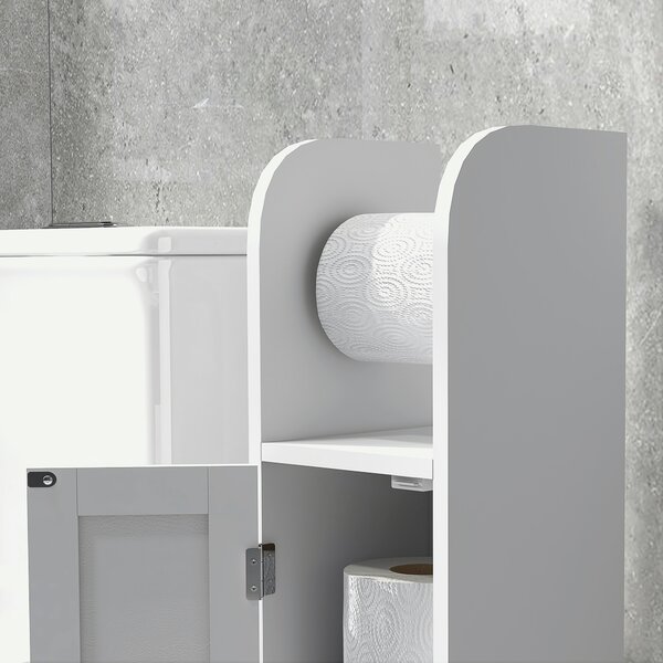 Kleankin Mobile da bagno porta rotolo di carta igienica con armadio e ripiani regolabili 20 x 20 x 80 cm bianco