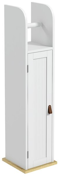 Kleankin Mobile da bagno porta rotolo di carta igienica con armadio e ripiani regolabili 20 x 20 x 80 cm bianco