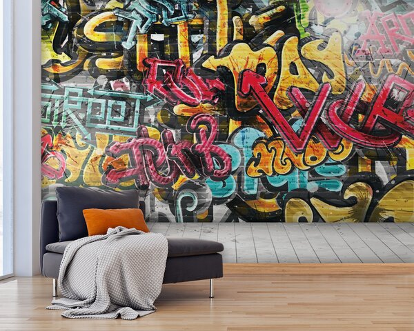 Carta da parati Muro con graffiti, Carta da parati design, Carta da parati popolare, u56045 - Tapeko.it