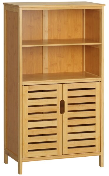 Mobiletto Bagno Salvaspazio 50x29x92 cm Armadietto e 2 Ripiani Aperti in Legno