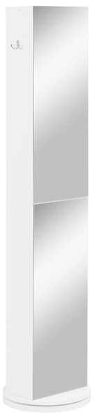 Kleankin Mobile colonne bagno girevole con specchio 6 ripiani 36 x 36 x 171 cm bianco