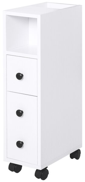Kleankin Supporto Rotolo Carta Igienica - Porta Carta Igienica - Armadietto per Carta Igienica - 3 Livelli + Uscita Carta Pannelli Aspect bianco
