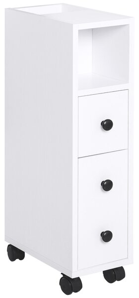 Kleankin Supporto Rotolo Carta Igienica - Porta Carta Igienica - Armadietto per Carta Igienica - 3 Livelli + Uscita Carta Pannelli Aspect bianco