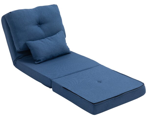 HOMCOM Poltrona letto divano letto trasformabile poltrona 1 posto con 1 cuscino con schienale regolabile, blu scuro