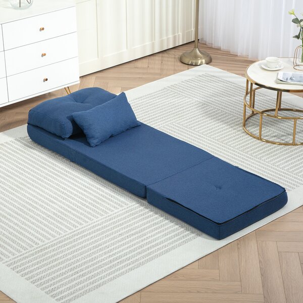 HOMCOM Poltrona letto divano letto trasformabile poltrona 1 posto con 1 cuscino con schienale regolabile, blu scuro