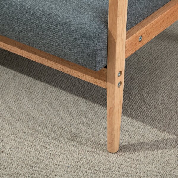 HOMCOM Divano 2 posti stile scandinavo con braccioli, piedi in legno, 115l x 66,5P x 73H cm, grigio