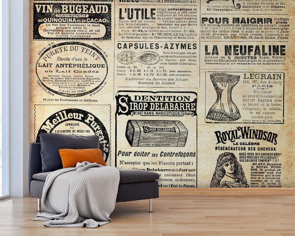 Carta da parati Giornale, pubblicazione e font, Carta da parati stile Francese, u56680 : Uwalls.it