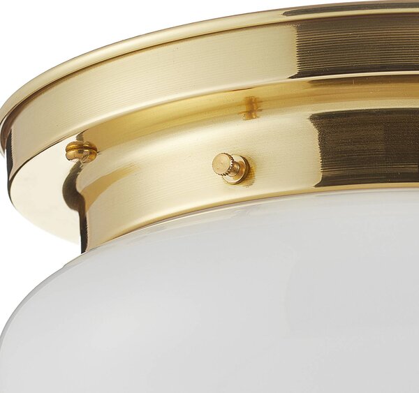 Berliner Messinglampen Plafoniera soffitto HARRY, dimmerabile, Ottone / Oro, Soggiorno / Sala da pranzo, Vetro, Antico, Plafoniera