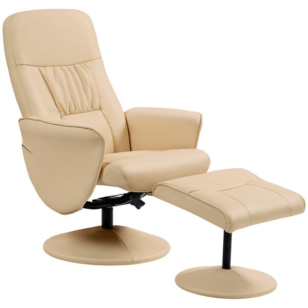 HOMCOM Poltrona relax con poggiapiedi poltrona da relax con seduta girevole a 360° e schienale inclinabile