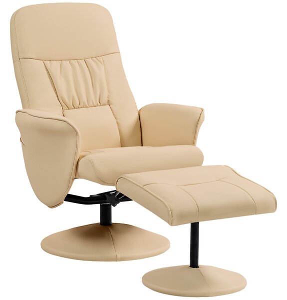 HOMCOM Poltrona relax con poggiapiedi poltrona da relax con seduta girevole a 360° e schienale inclinabile